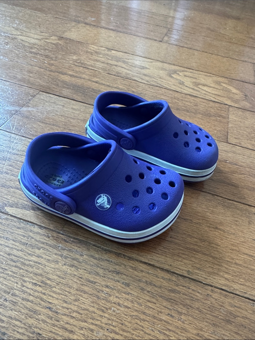 CROCS Kids Purple Clog Sandals with White Trim